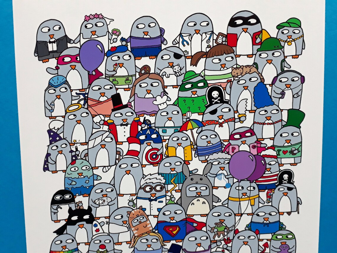 Quirky Penguin Print Penguin gift funny penguin wall art | Etsy