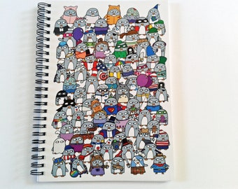 Penguin Notebook: Funny A5 Journal, Ruled and Plain paper
