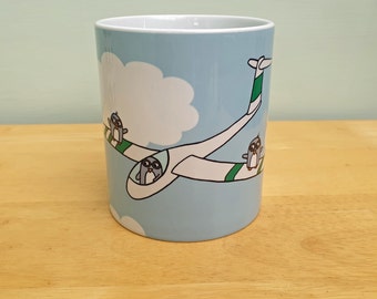 Gliding mug gift, funny penguin mug, flying gift, sailplane, segelflugzeug, glider pilot