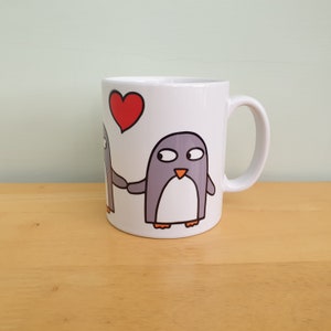 Penguin love mug, Anniversary gift, penguins in love, engagement gift, Valentine's Day gift image 10