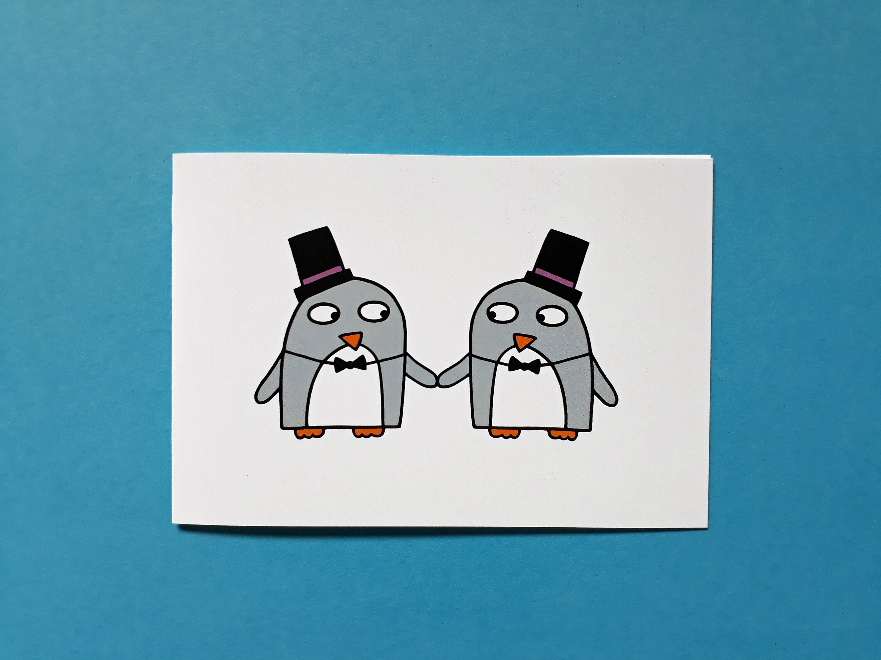 Gay Wedding Card - Penguin card - Civil Ceremony - Same Sex Marriage- Invitations - Save the Date - Thank yous - Engagement 015