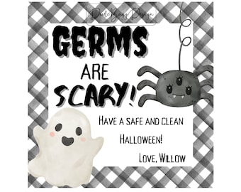 Halloween Gift Tag - Germs are Scary - Digital - Editable