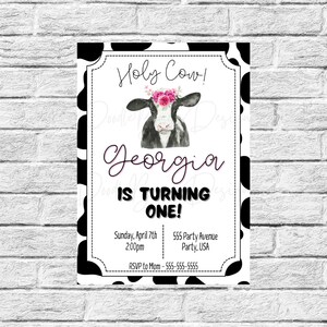 Cow Birthday Invitation - Editable Age - Digital Template - Instant Download – Canva