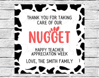 Teacher Appreciation Tag - Chick-Fli-A inspired - Digital Template - Instant Download – Canva