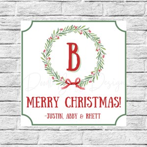 Christmas Gift Tag - Family Initial Gift Tag - Digital - Canva