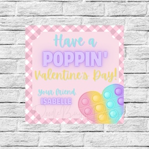 Poppin&#39; Valentine Tag -Pop It Gift Tag - Digital - Editable Name - Canva