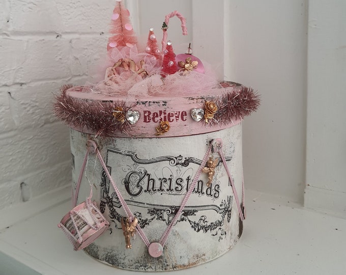 Holiday Drum Gift Box Decorative Storage Christmas Gift Box Etsy