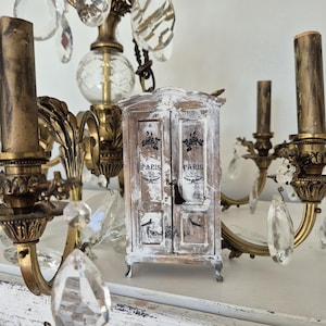 1:12 Scale Dollhouse Miniature Armoire, Hand-Painted Chippy White, French Shabby Chic