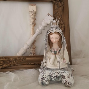 Virgin Mary Catholic Statue Music Box Religious Statue Religious decor Jewelry Art Home Decor
