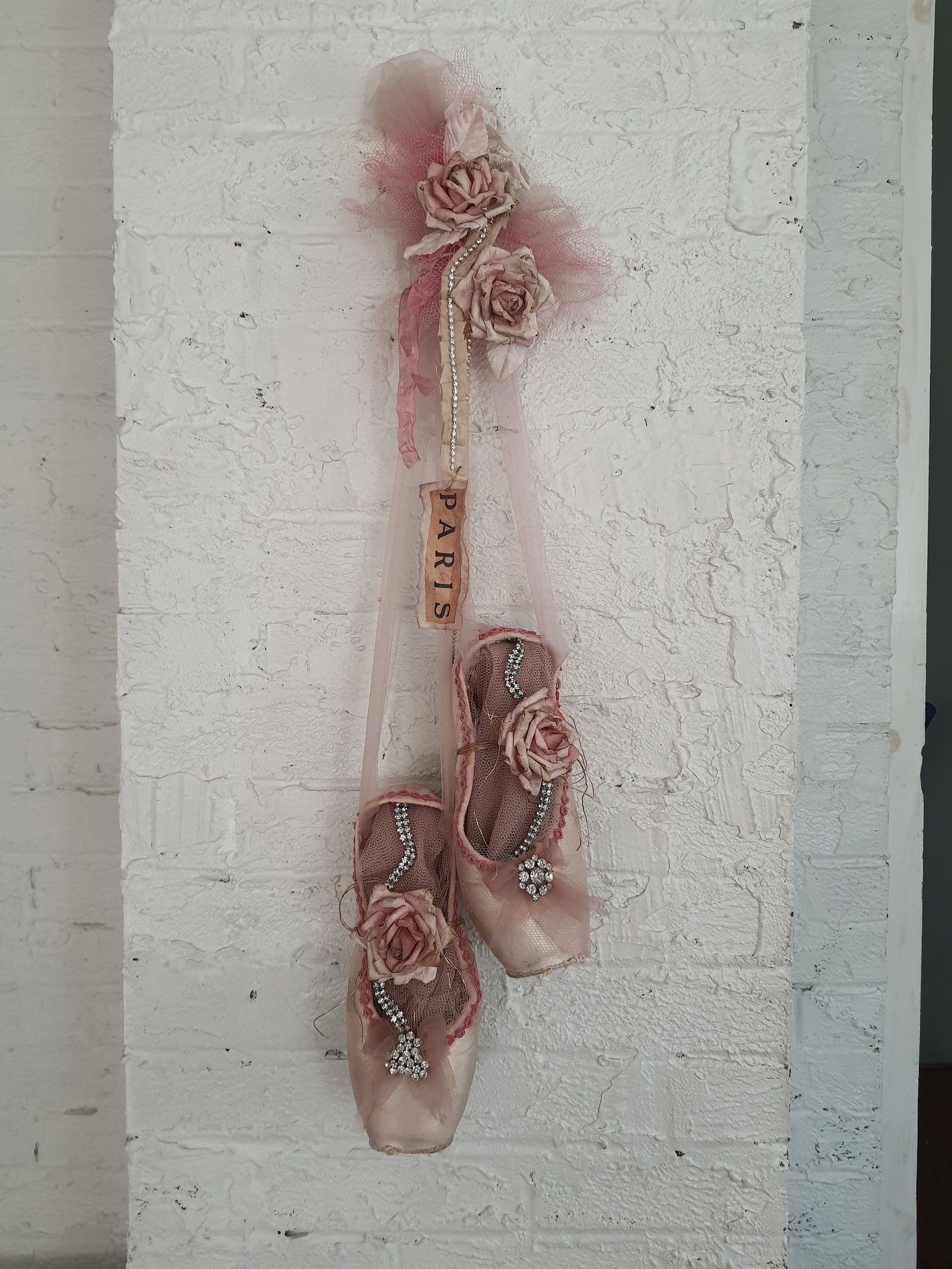 Decorative Pointe Ballet Shoes with Paper Rose Shabby Cottage Etsy