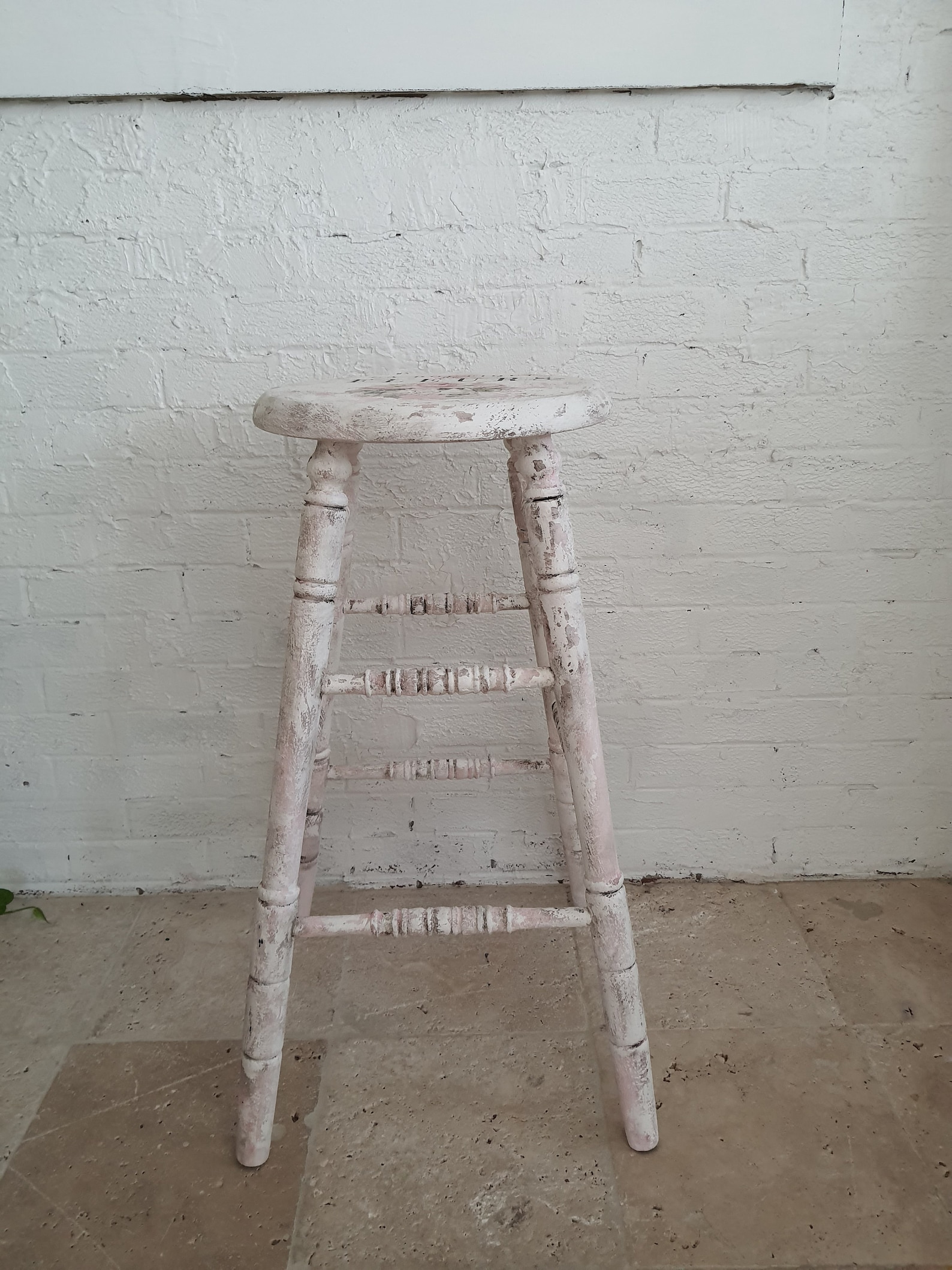 Wooden Bar Stool Shabby Cottage Chic Kitchen Stool Decorative Etsy