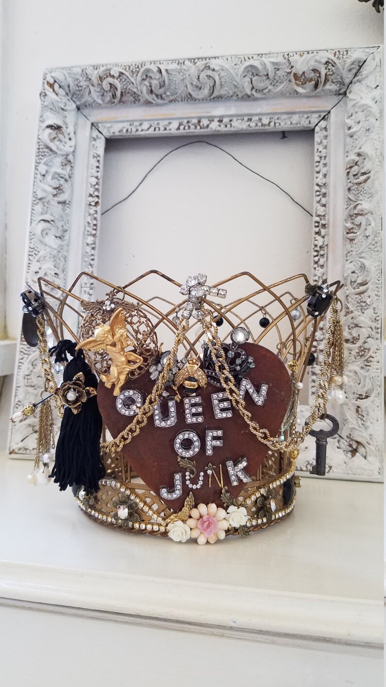 FUN Crown with Vintage Jeweled Embellishments Decorative Metal Etsy