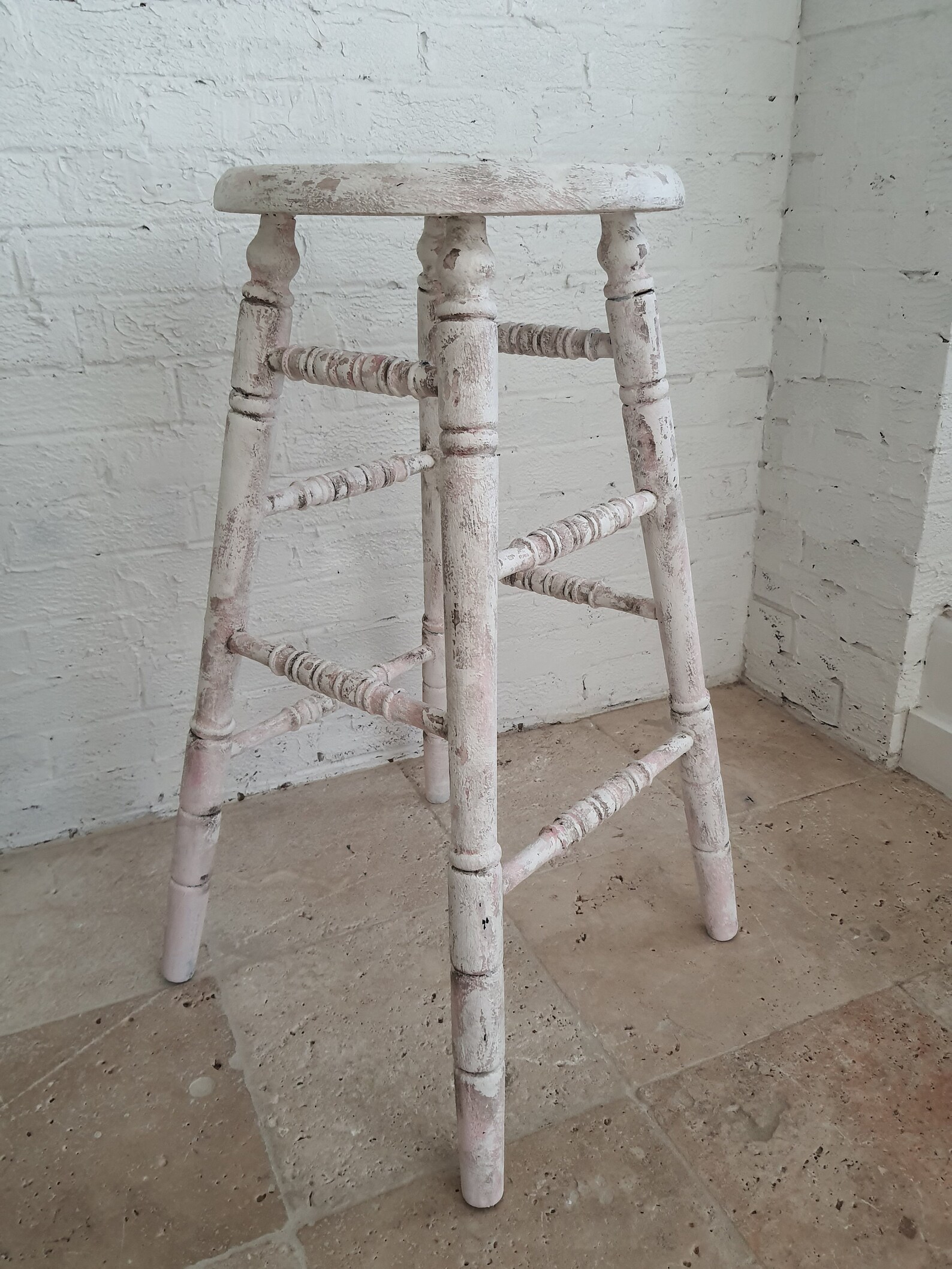 Wooden Bar Stool Shabby Cottage Chic Kitchen Stool Decorative Etsy