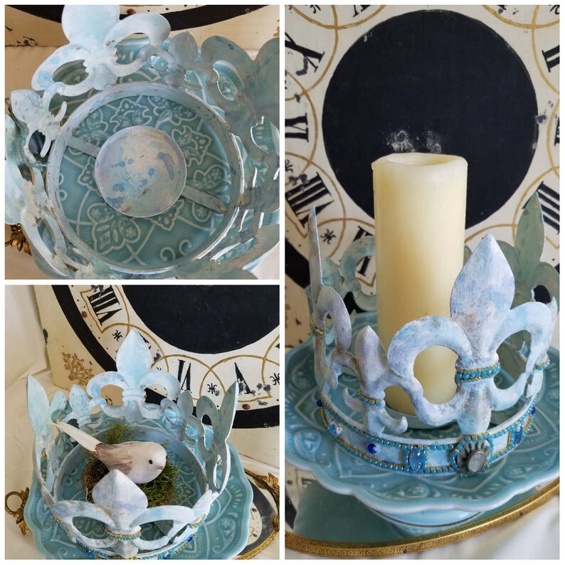 Fleur De Lis Crown Candle Holder Pillar Candle Holder Ornate Etsy