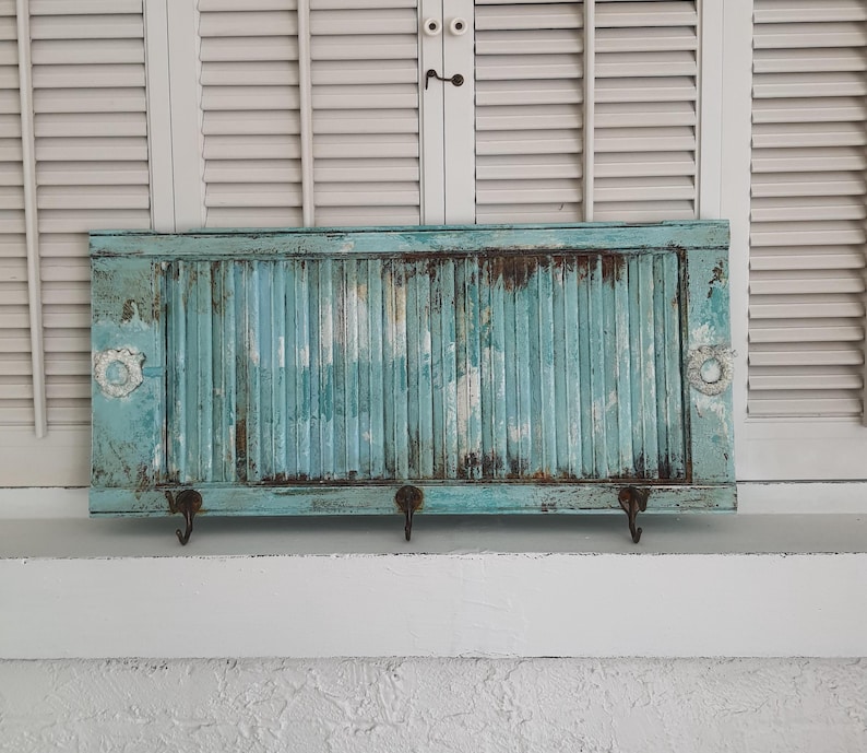 Repurposed Shutter Coat Rack: Distressed Blue Cottage Decor - Etsy