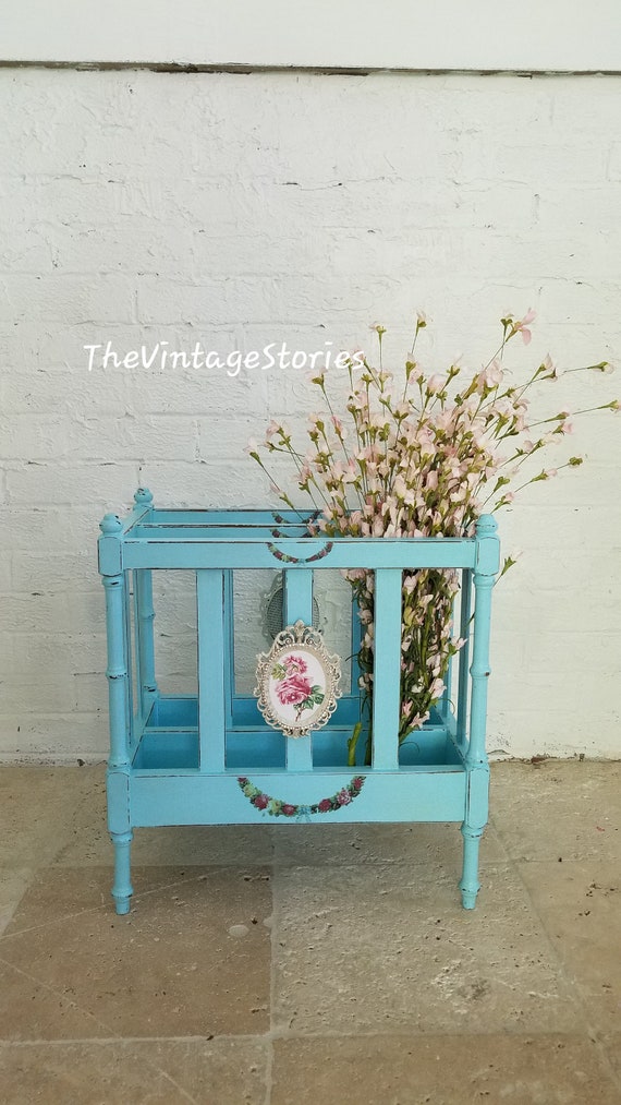 Wood Magazine Holder Magazine Rack Country Cottage Storage Etsy