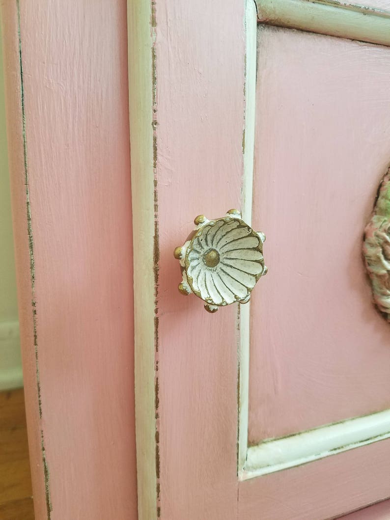 PINK Nightstand Side Table Kid/'s Room Shabby Chic Bed Room Furniture Home Decor