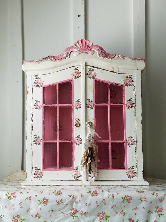 Wall Display Cabinet With Glass Door Wood Cabinet Storage Etsy