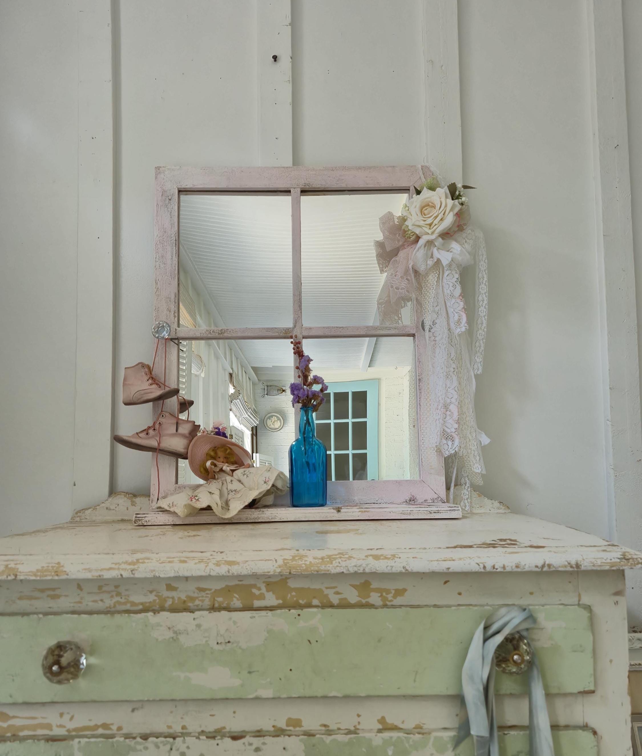 Hand Crafted Pink and White Decorative Mirror Murano Glass Hand Mirrors, Pink or Clear Flowers, Made in Italy main image 4