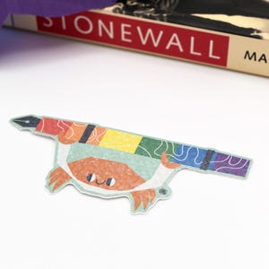 Autocollant brillant en vinyle brillant holographique scintillant crabe pour stylo plume sur le thème de la fierté
