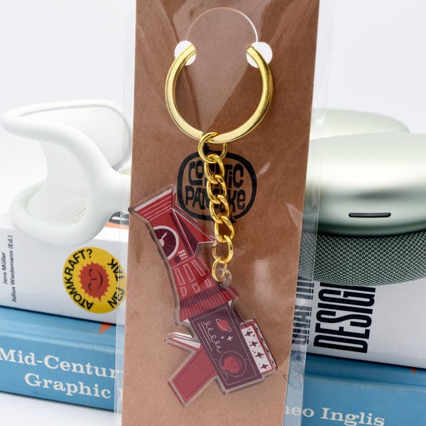 Red Raygun Space Age Acrylic Double Sided Keychain