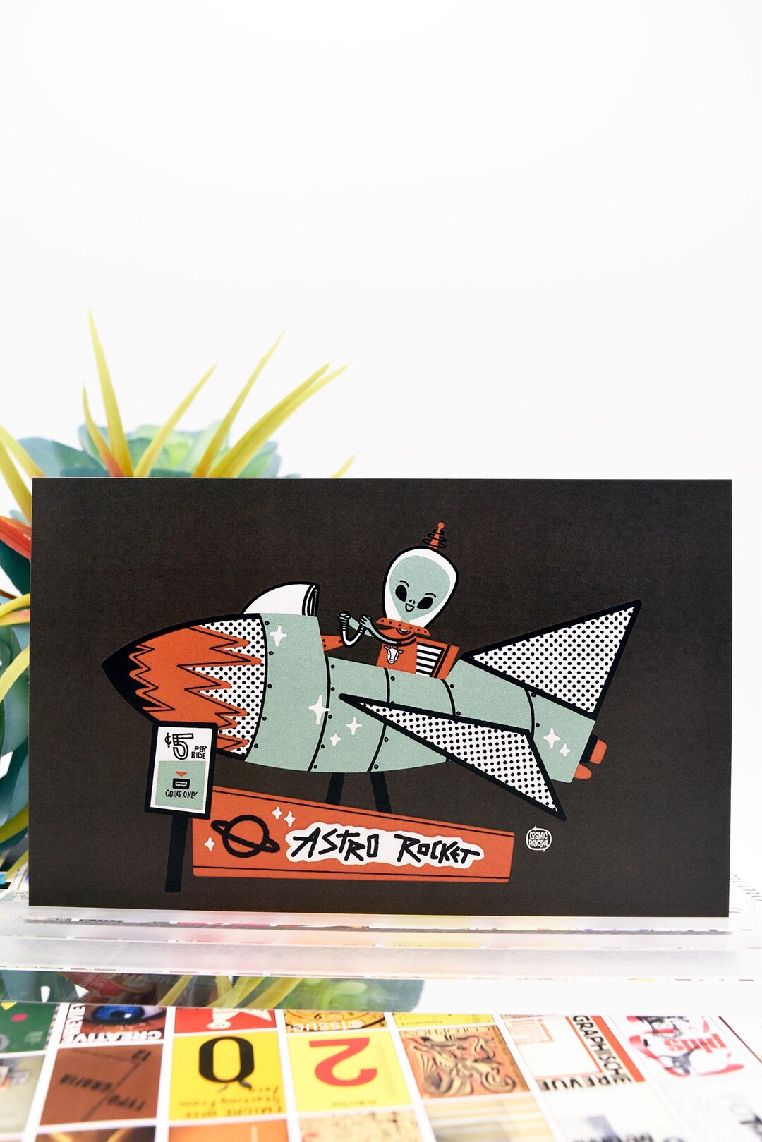 Alien Astro Rocket Glossy Mini Print - Etsy