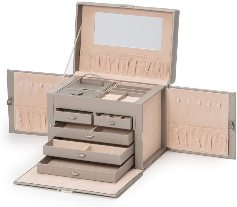 Personalized Jewelry Box With Many Designs, Having a Cassic Style Combined with Functional Design, Made of Leather