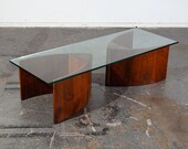 Mid Century Modern Coffee Table Glass Walnut Lane Vladimir Kagan Adrian Pearsall Organic Vintage