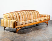 Mid Century Modern Gondola Sofa Couch Kroehler American Leisure Adrian Pearsall Vintage Large Yellow White Craft Associates