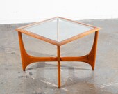 Mid Century Modern Side Table End Square Cube Lane Glass Bleached Walnut Adrian Pearsall Danish