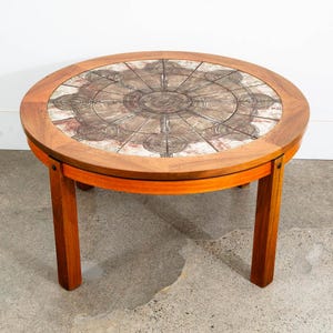 Mid Century Danish Modern Coffee Table Round Rosewood Tile Circular Signed Mcm