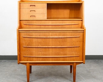 Mid Century Danish Modern Sekretär Schreibtisch Eiche Blatt Büro Dänemark Schubladen Eitelkeit