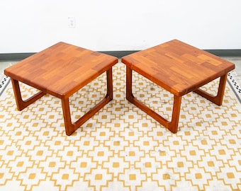 Mid Century Danish Modern End Tables Side Nightstands Teak Square Niels Bach Mcm