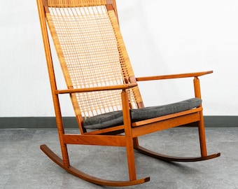 Mid Century Danish Modern Rocking Chair Teak Rocker Hans Olsen Mcm Vintage Grey