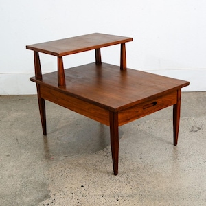 Mid Century Modern Nightstand End Side Table Lane StepUp Walnut Drawer Widdicomb