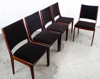 Mid Century Danish Modern Dining Chairs Johannes Andersen Set 5 Rosewood Brown