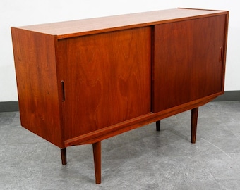 Mid Century Modern Credenza Media Cabinet Teak Sliding Door Compact Mcm Denmark