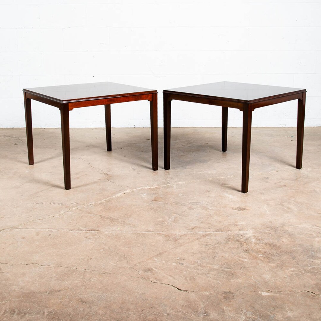 Mid Century Danish Modern End Tables Mahogany Square Coffee Side Vintage Denmark Etsy