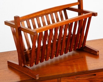 Mid Century Modern Magazine Rack Solid Teak Vintage Danish Folding Mcm Mobler