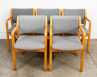 Mid Century Danish Modern Dining Chairs Set 5 Skagen Armchairs Rway Oak Vintage