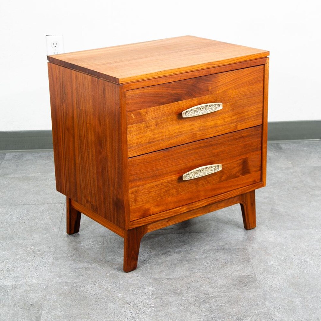 Mid Century Modern Nightstand End Side Table Solid Walnut Ace Hi 2 ...
