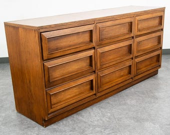 Mid Century Modern Dresser Credenza Morris of California Walnut Drawer 9 drawer