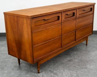Mid Century Modern Kommode Anrichte 9 Schubladen Bassett Kirsche Broyhill Vintage Mcm