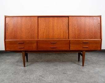 Mid Century Danish Modern Credenza Sideboard Central Bar Teak Mcm 6 Drawers 78"