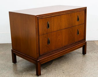 Mid Century Modern Chest of Drawers Dresser Walnut 2 Drawer Mt. Airy Vintage Mcm