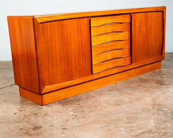 Mid Century Danish Modern Credenza Sideboard Dyrlund Teak Drawer 2 Doors Denmark