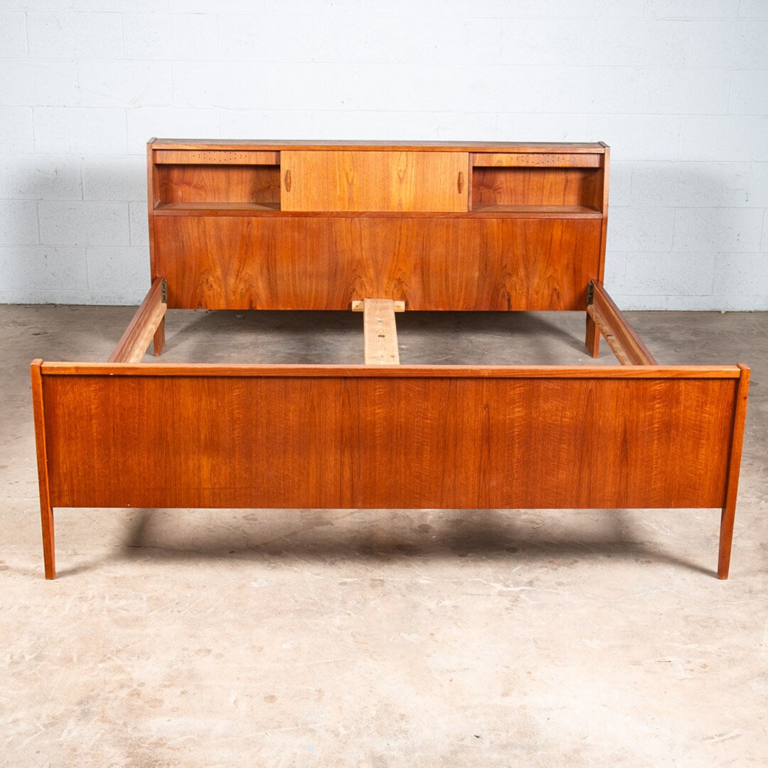 Mid Century Danish Modern Headboard Bed Frame Teak Double Size Etsy