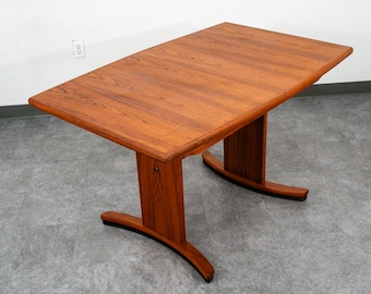 Mid Century Danish Modern Dining Table Teak Rectangular Extension 2 Leaf Denmark