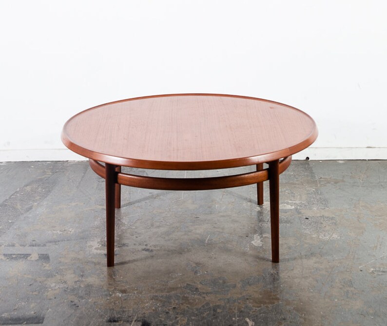 Mid Century Danish Modern Coffee Table Round Solid Teak Haug Snekkeri Norway Mcm Denmark Vintage Wood Circular Norwegain Scandinavian