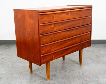Mid Century Danish Modern Kommode Kommode Teakholz Vintage Verschluss 5 Mcm